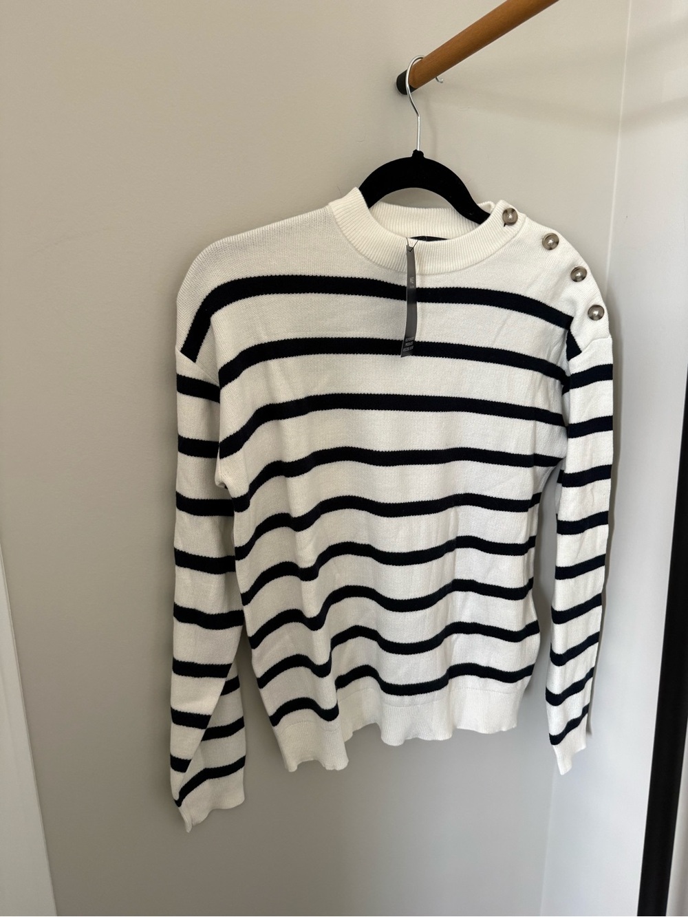 Marks & Spencer White and Black Striped Sweater